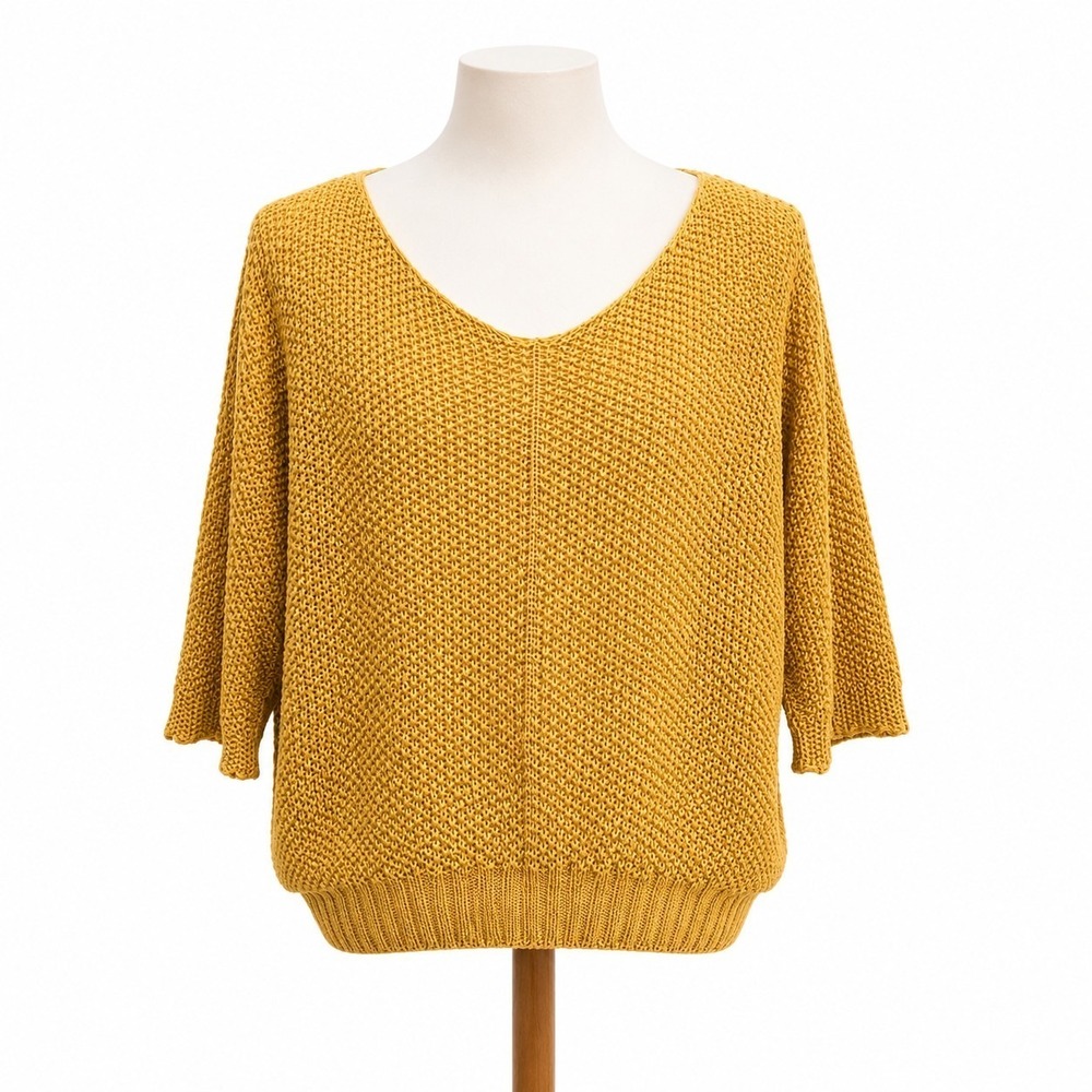 MeoMeli Italy Chunky Knit Sweater Mustard Dolman Sleeve Oversized